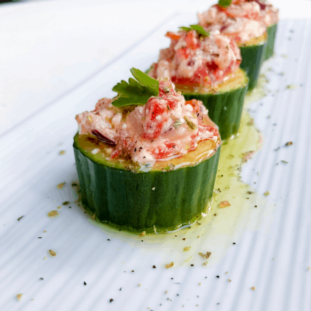 KETO Greek Salad Cucumber Cups with feta