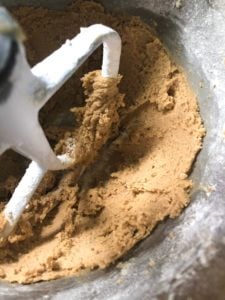 Mixing dough with mixer.