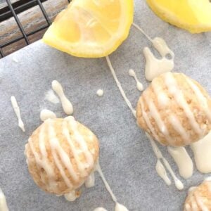 lemon cream cheese truffles with lemon wedges