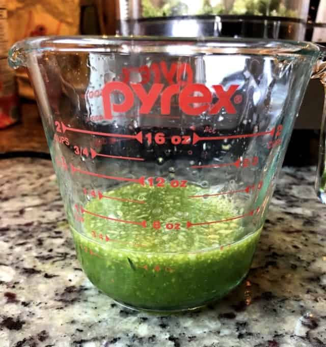 zucchini juice in a cup.