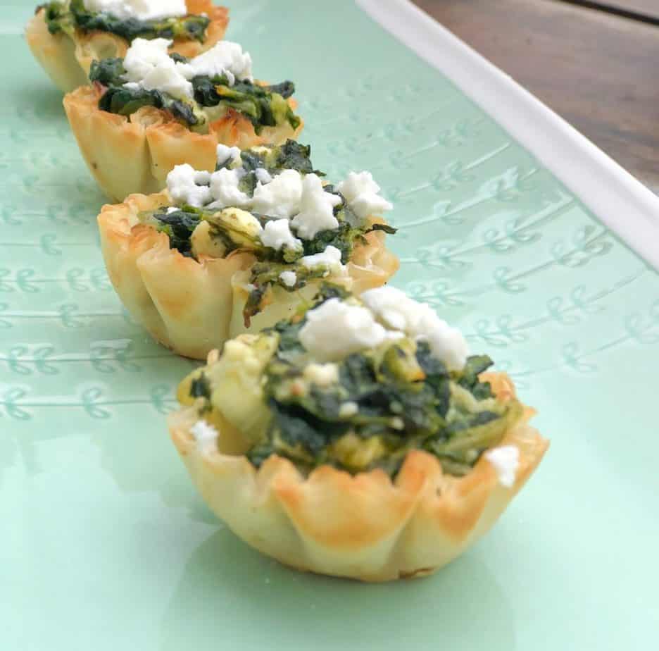 spinach and feta inside phyllo cups