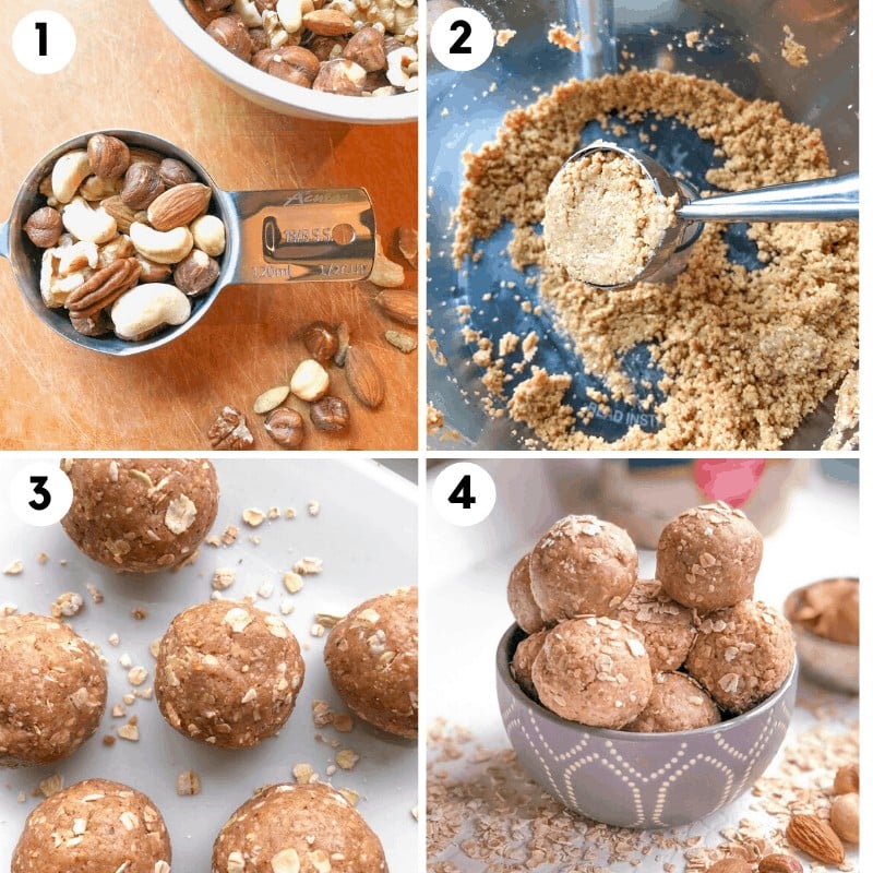 steps for how to make healthy protein balls without protein powder.