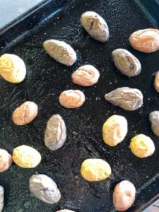 Baked mini potatoes.