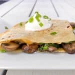 Quesadillas with spinach and mushrooms and spinach.