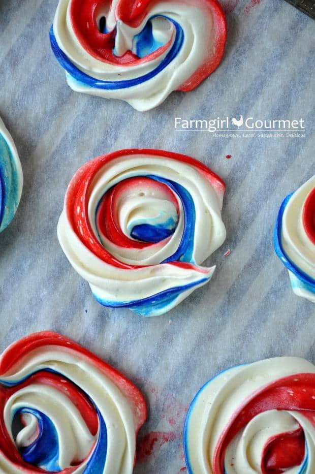 Red white and blue meringues.