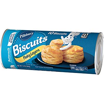 Can of pillsbury biscuit dough.