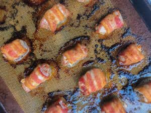 Baked bacon wrapped pork.