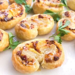 Savory puff pastry palmiers with parsley.