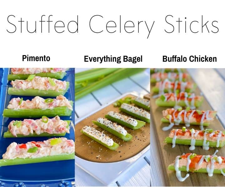 Stuffed celery recipes photographed next to eachother.