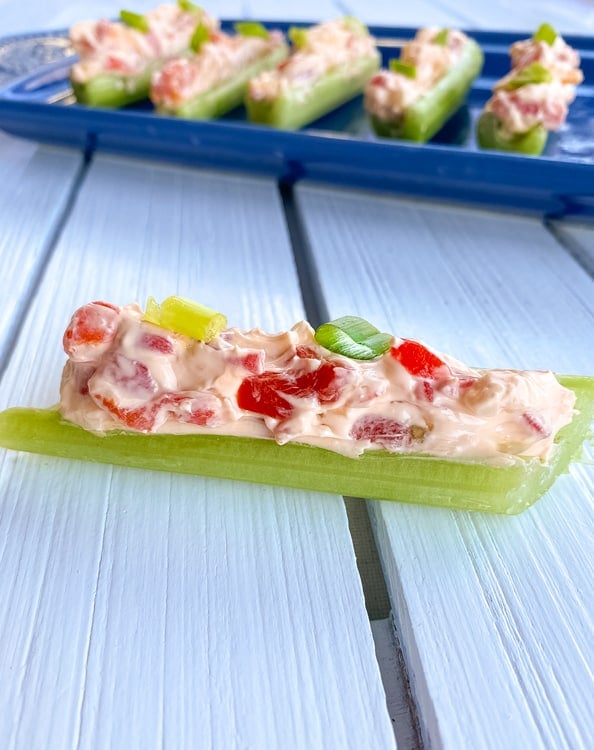 celery sticks with cream cheese and pimento peppers