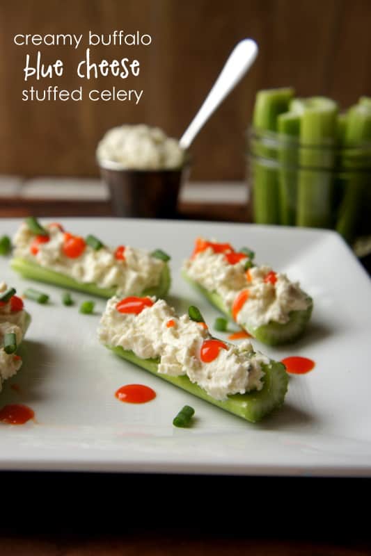 Blue cheese stuffed celery sticks.