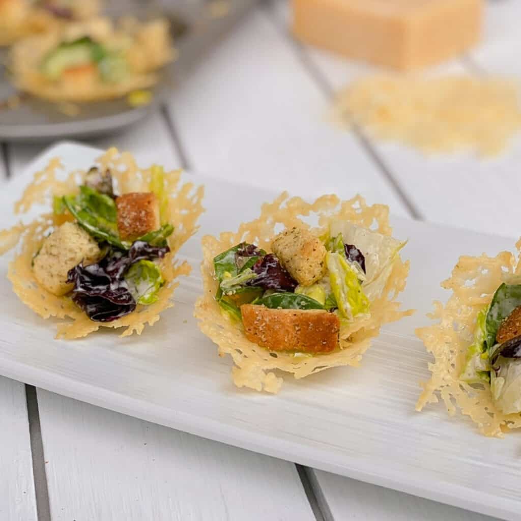 Mini Caesar Salad Parmesan Cheese Cups Aleka's GetTogether