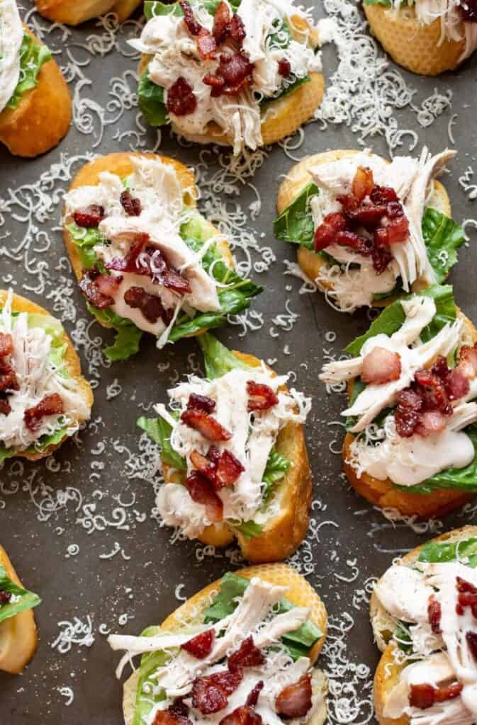 chicken Caesar appetizer crostini