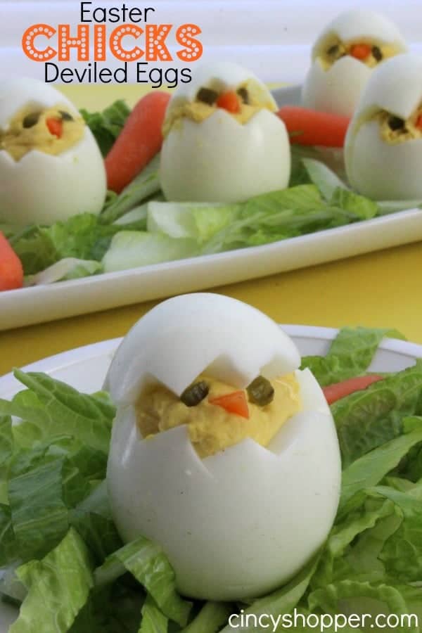 boiled egg appetizer that look like little Easter chicks.