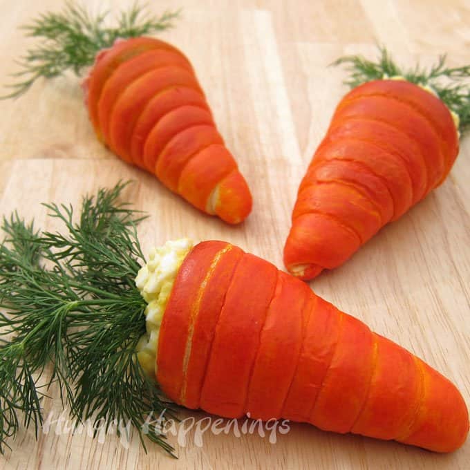 crescent roll dough dyed to look like carrots.