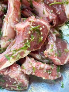Marinated ingredients on meat.