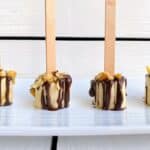 banana slices on popsicles sticks dipped in chocolate with nuts