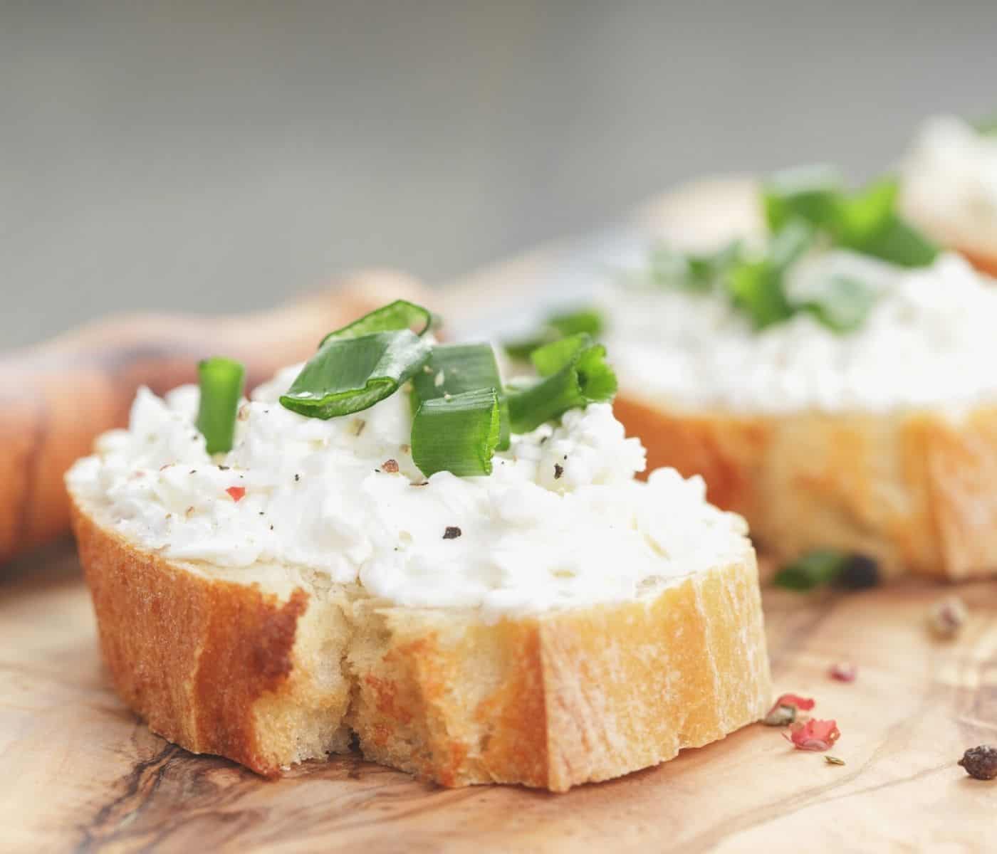 Image of crostini with ricotta cheese.