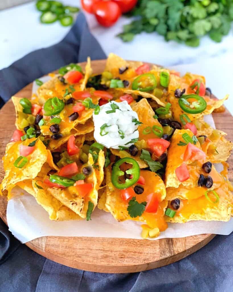 Cheesy Air Fryer Loaded Nachos (5 Minutes!) - Aleka's Get-together