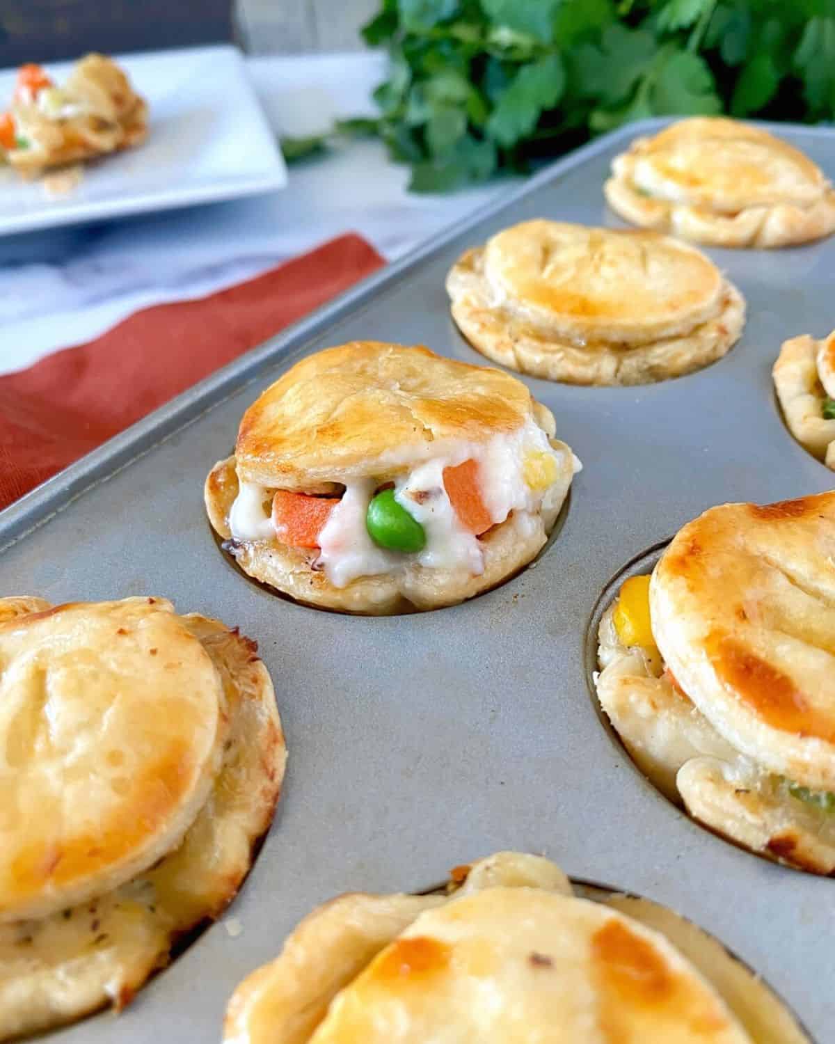 Mini Chicken Pot Pies (made with canned biscuit dough!) - Laughing Spatula