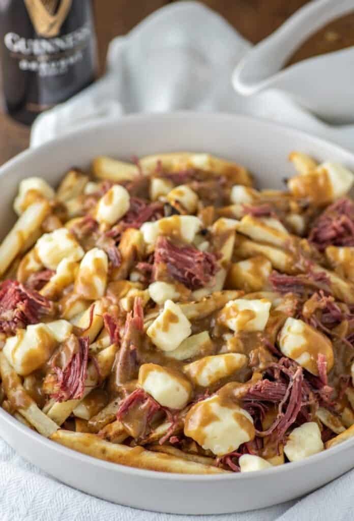 corned beef poutine with guinness gravy.