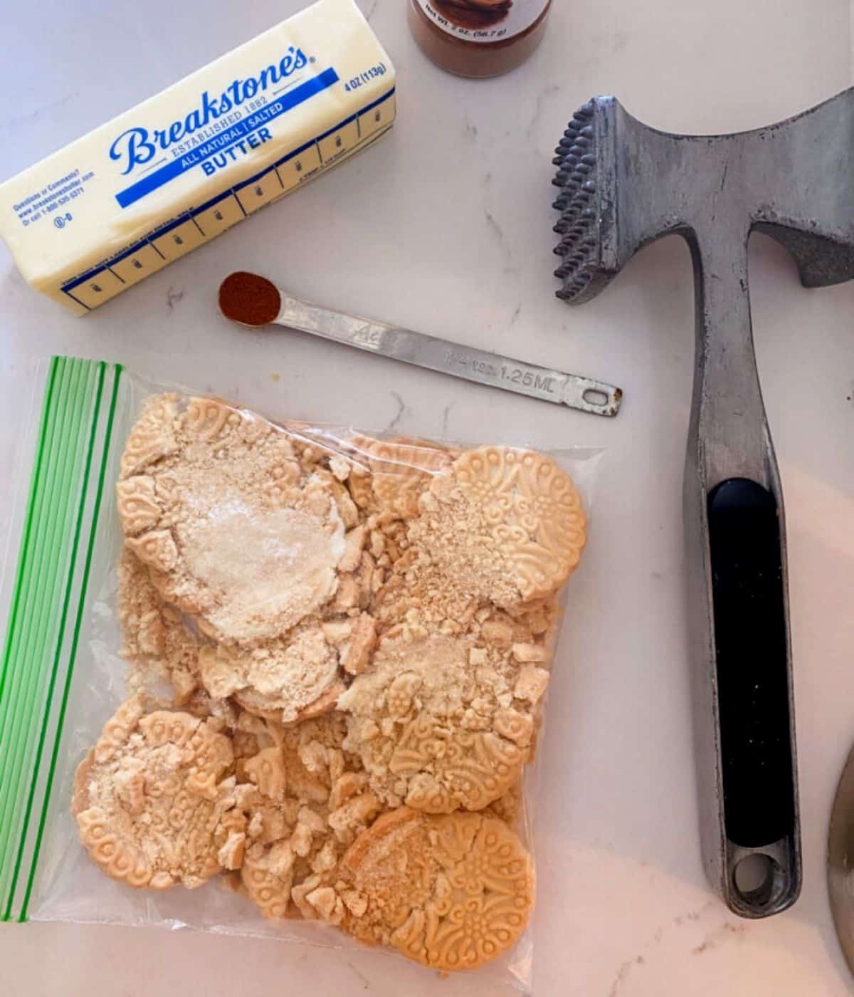 Ingredients to make mini cheese cake cookie crust.