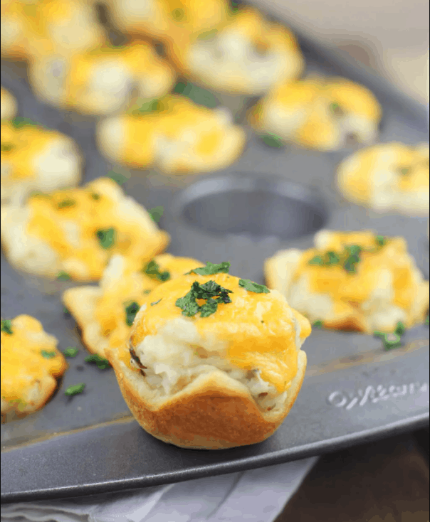 ranch mashed potato cups in muffin tin for st. patricks day.