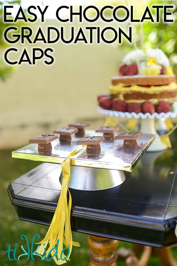 Graduation caps dessert for party.