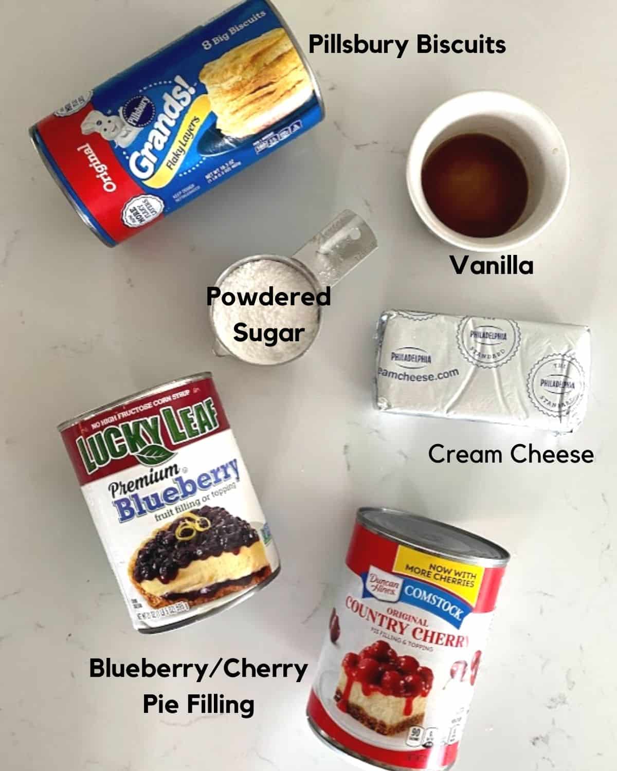 Ingredients to patriotic American flag dessert.