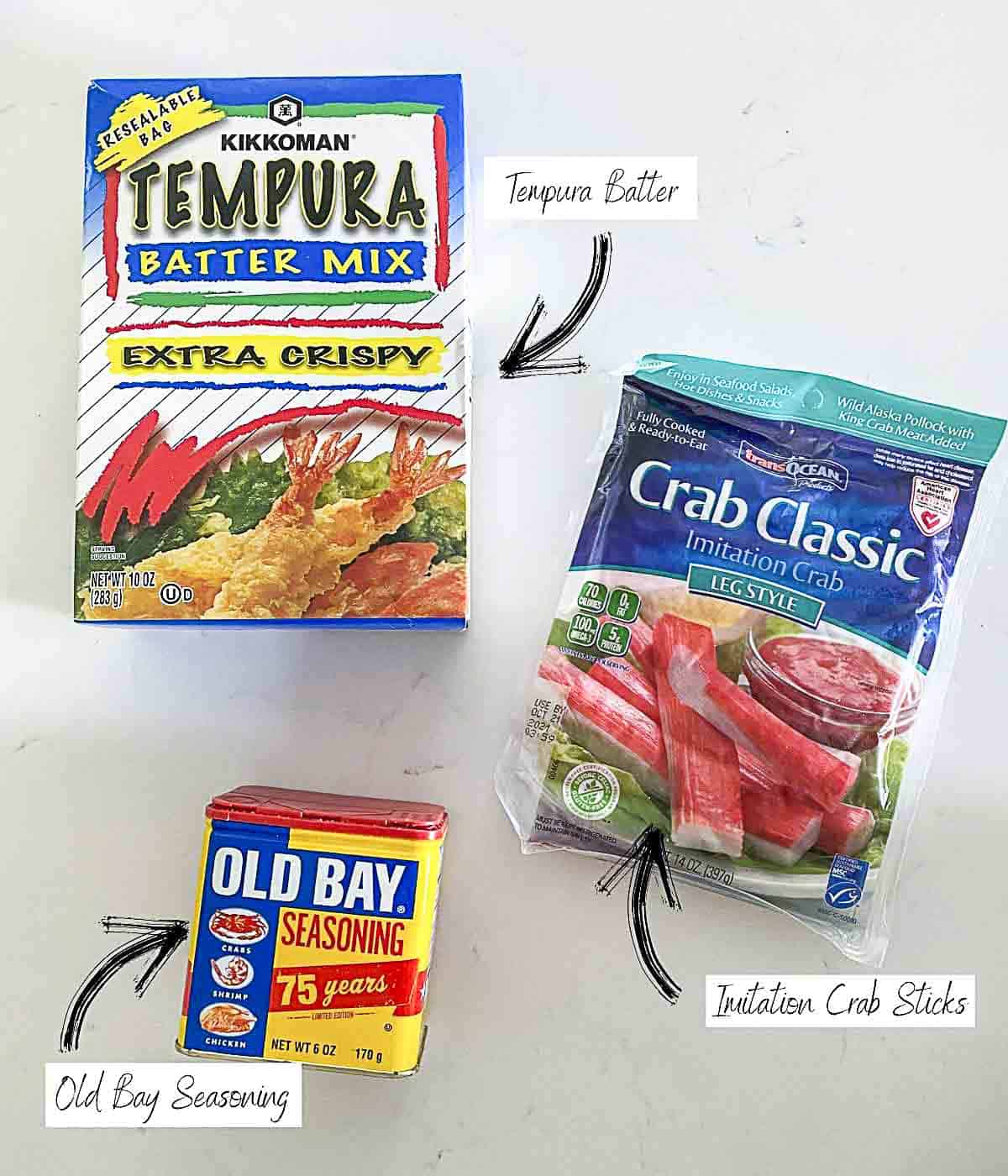 Ingredients to make fried krab sticks.