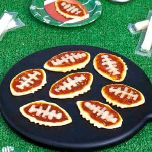 Football shaped game day foods.