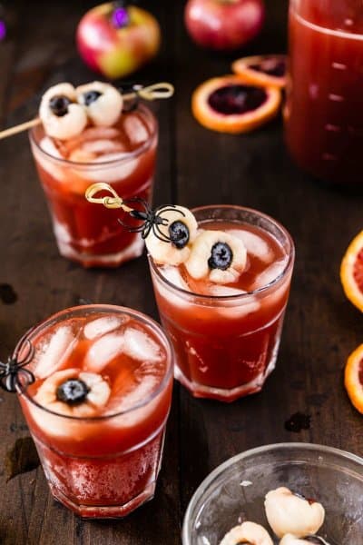 Halloween punch with creepy eyeballs.