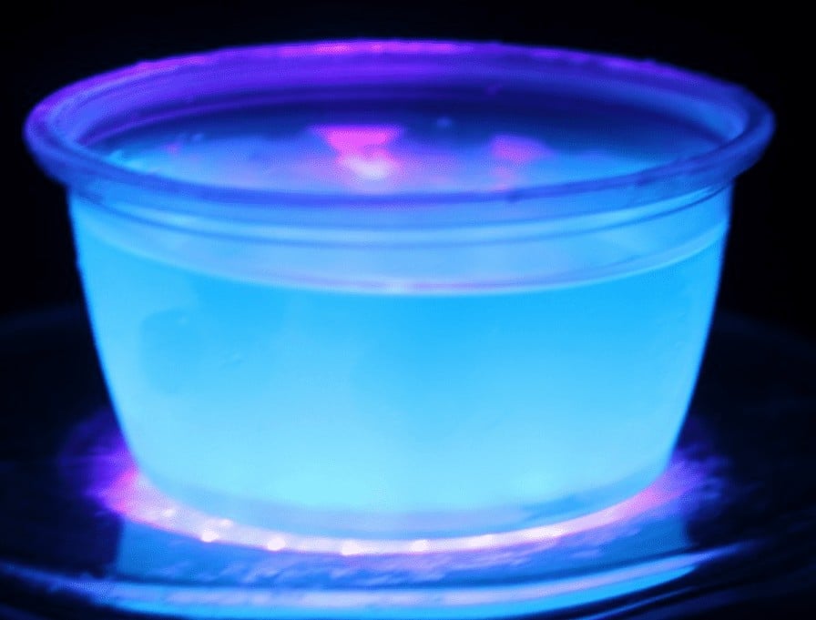 Blue glow in the dark jello shot. 