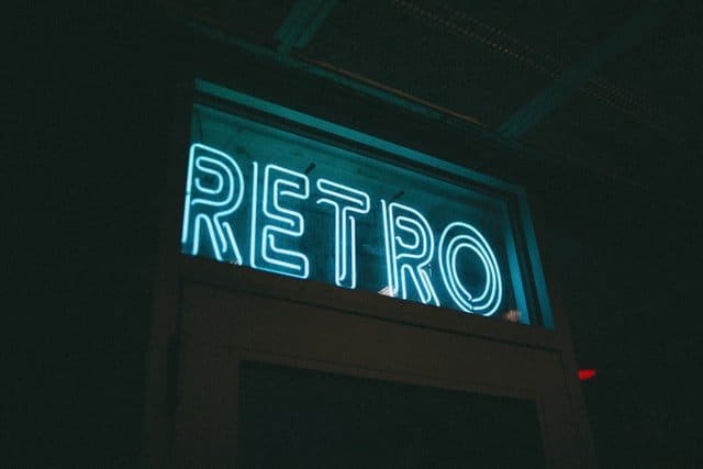 Glowing blue Retro sign.