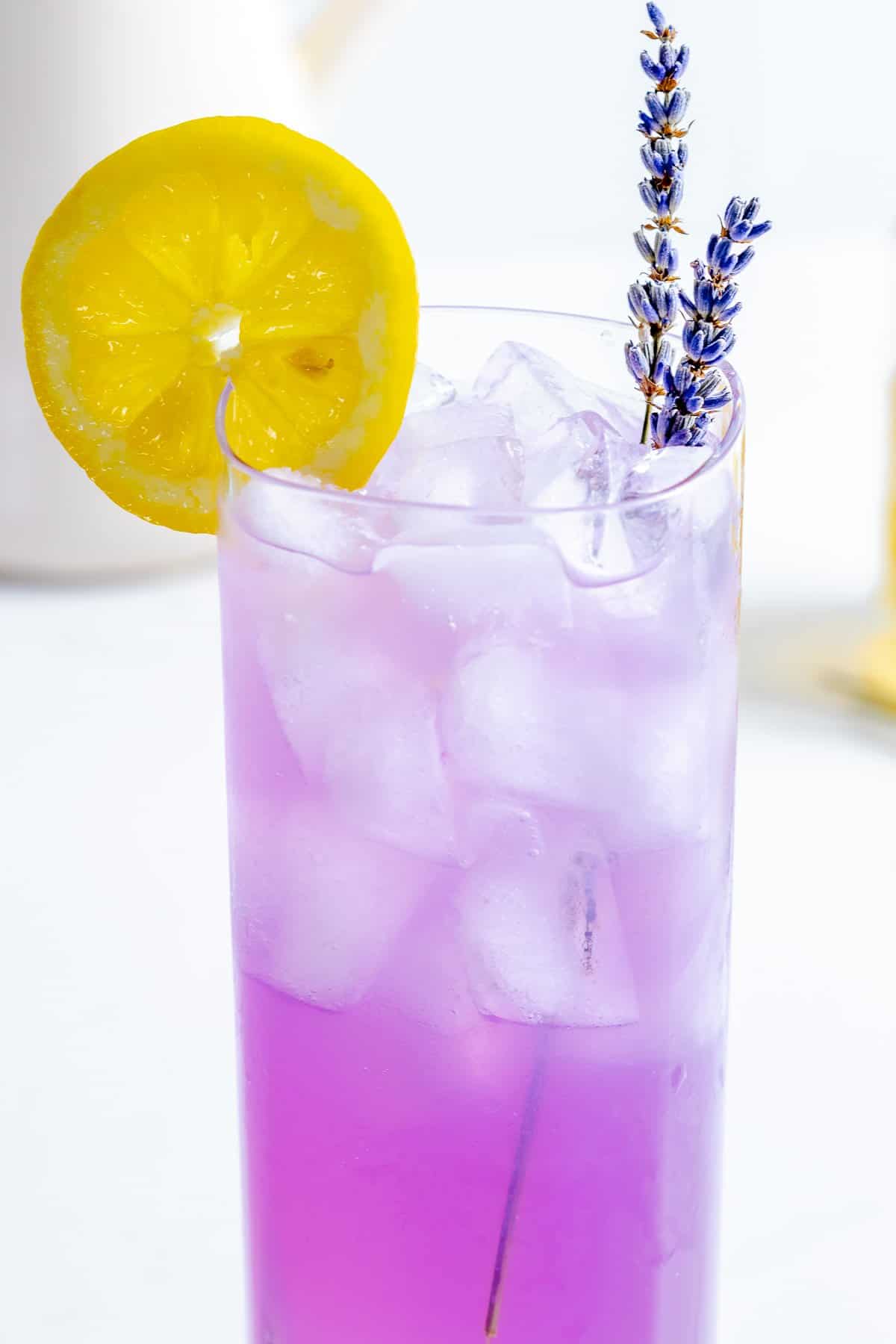 Lavender lemonade close up.