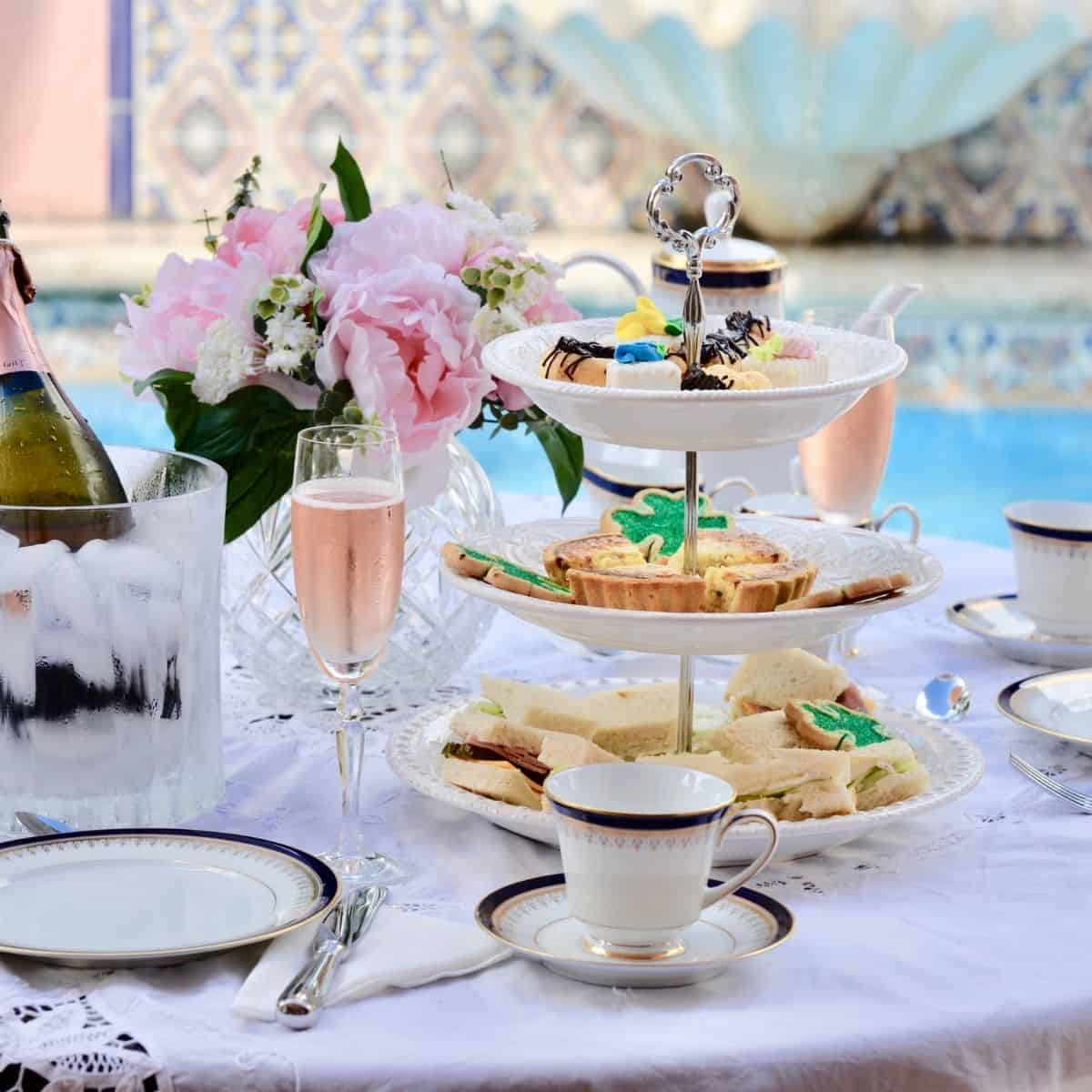 Adult tea party table set up.