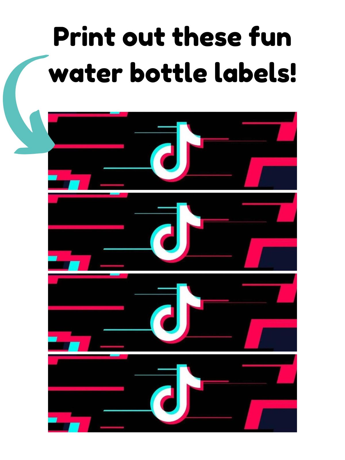 Tiktok water bottle label for party.