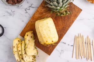 Pineapple with skewers.