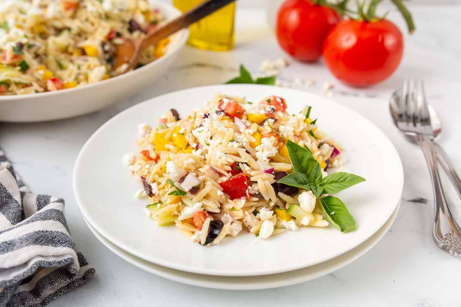 Greek Orzo Pasta Salad Aleka's GetTogether