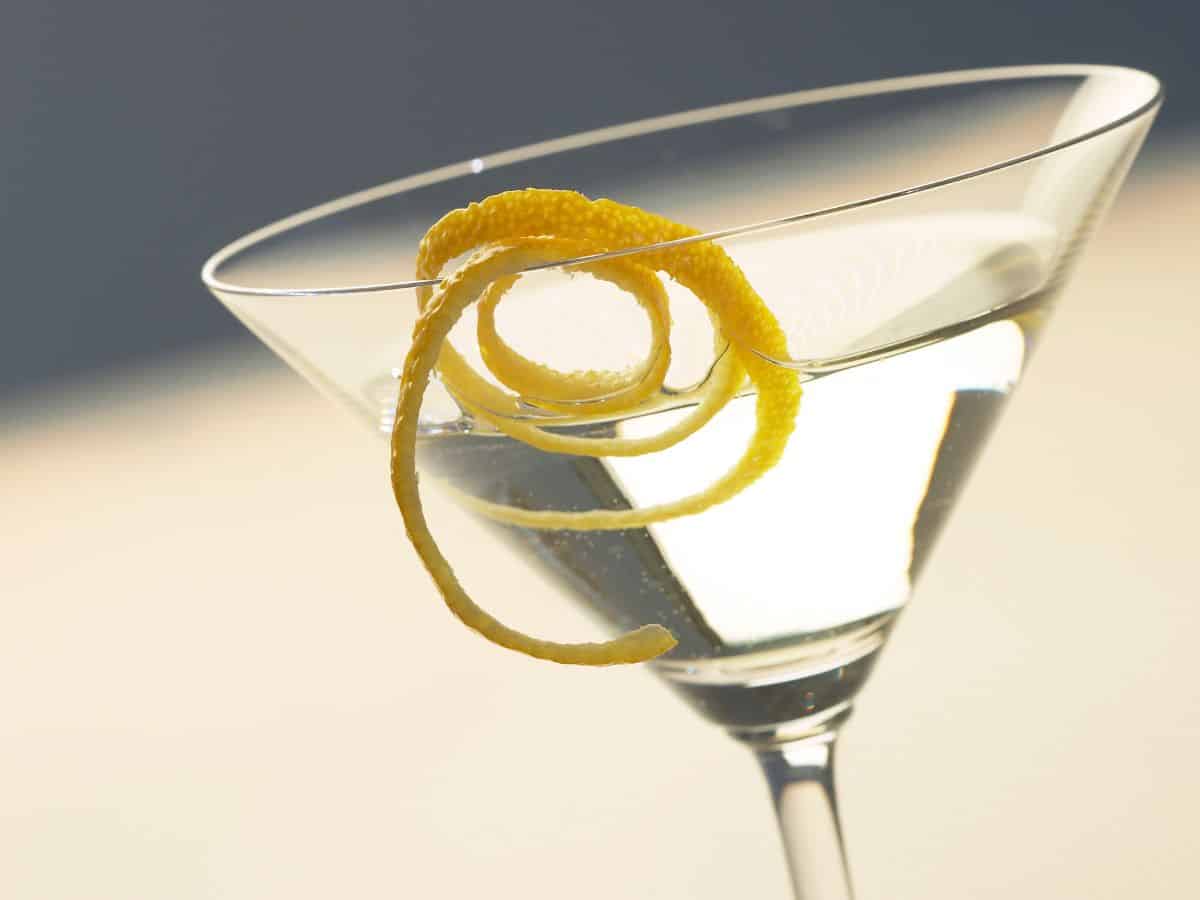 A martini with lemon twist.