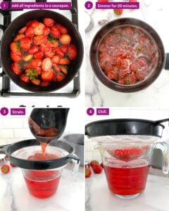 Process of strawberry simple syrup.