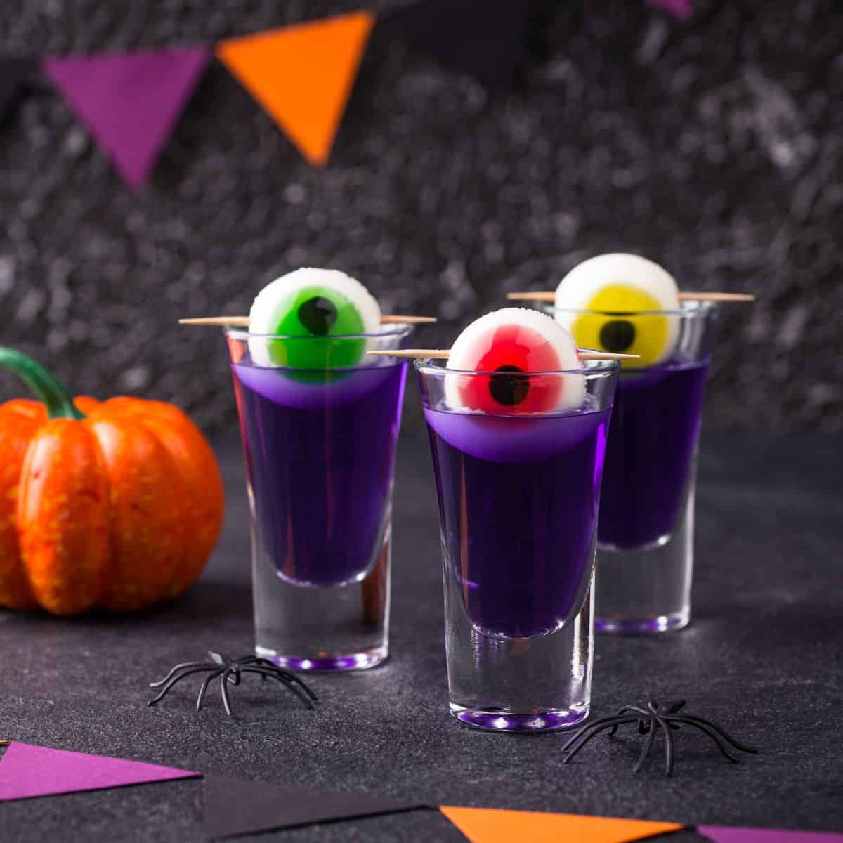 Spooky Halloween shots with eyeballs inside.