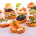 Hors doeuvres on a table.
