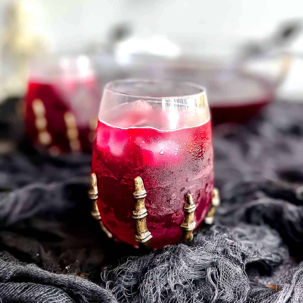 Halloween punch recipe in glass.