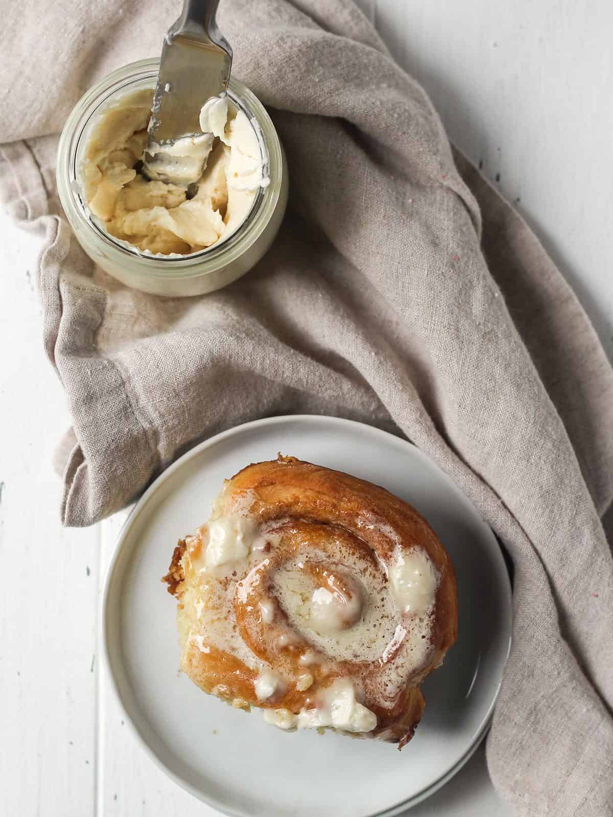 Brandy butter on cinnamon roll melted.