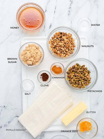 Ingredients for baklava recipe.