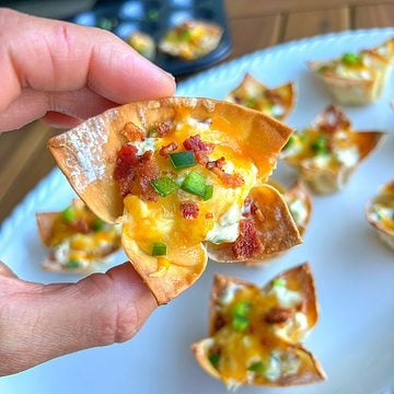 Jalapeno popper wonton cups appetizer.