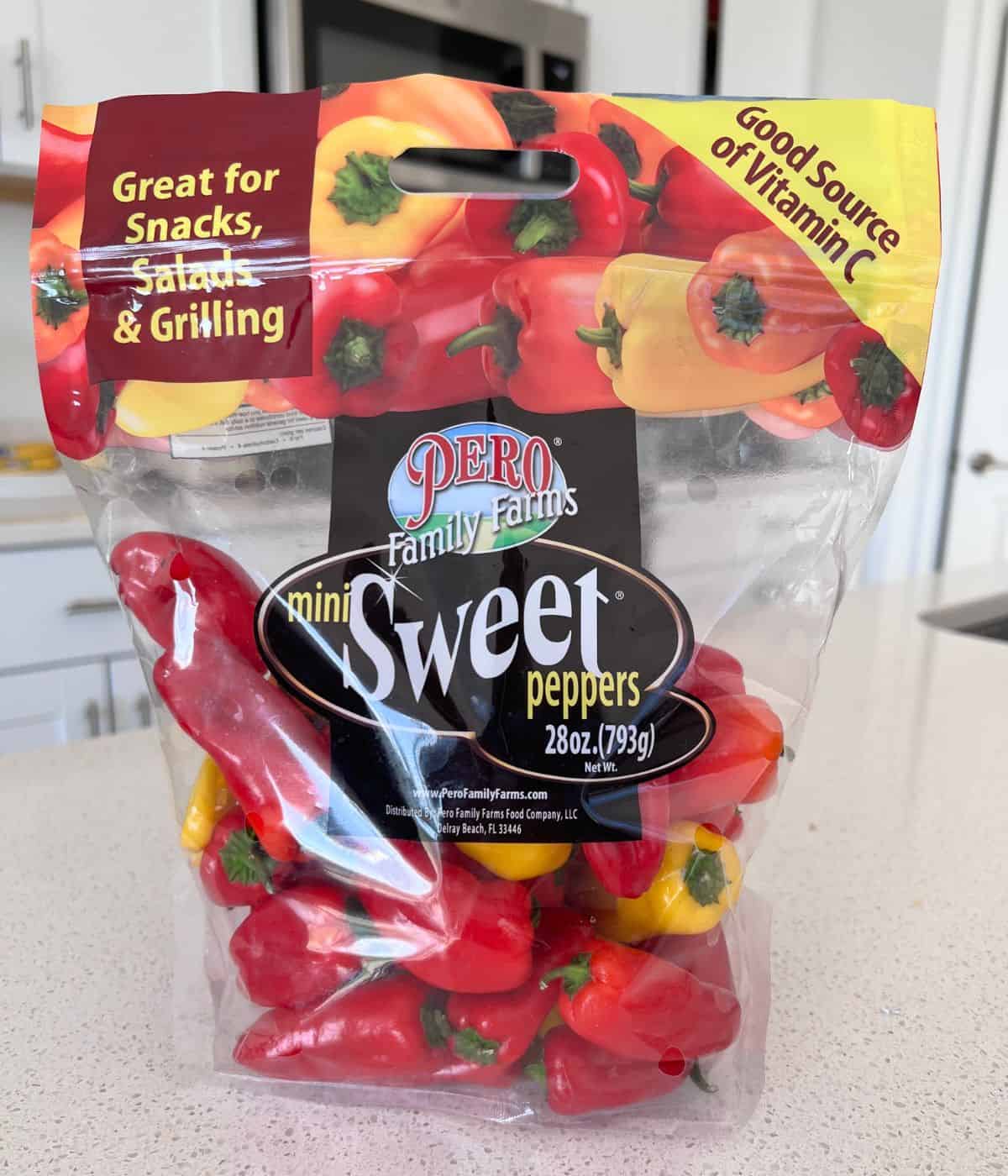 Bag of mini sweet peppers.