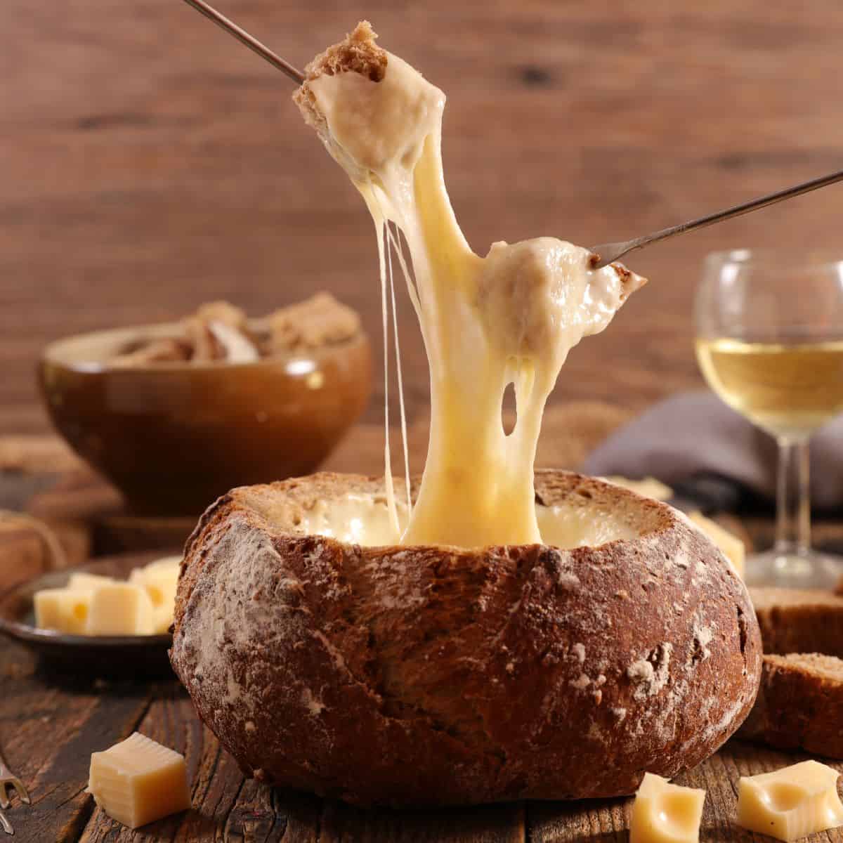 Fondue dipping cheese.