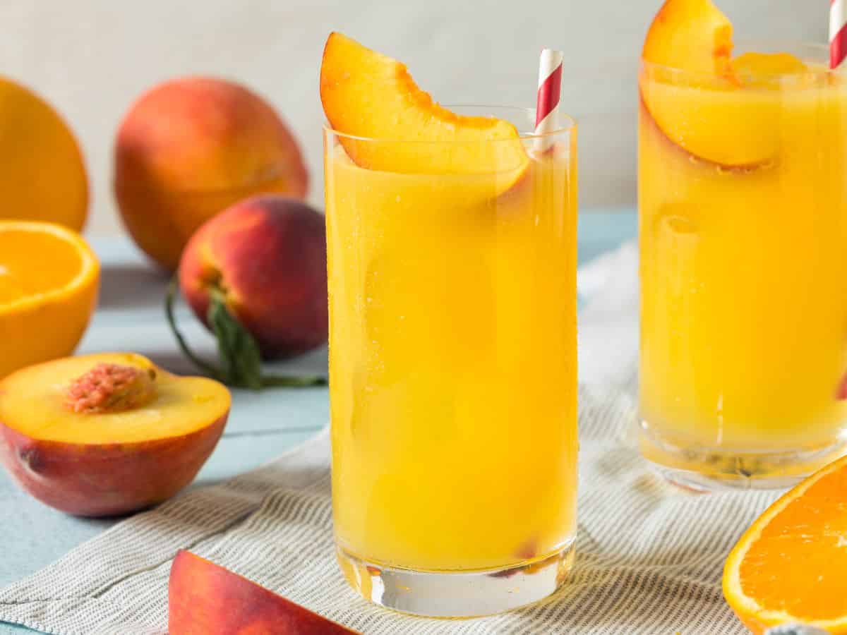 Fruity cocktail with orange and peach juice.